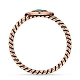 Hamsa Hand Ring 11.7mm Twisted Rope Turquoise Oxidized 925 Sterling Silver