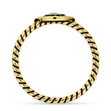 Hamsa Hand Ring 11.7mm Twisted Rope Turquoise Oxidized 925 Sterling Silver