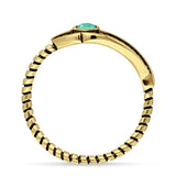 Minimalist 5.3mm Round Turquoise Feather Ring Oxidized 925 Sterling Silver