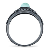 Oxidized Oval Larimar Twisted Ring