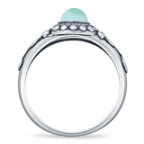 Oxidized Oval Larimar Twisted Ring