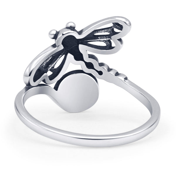 Round Moonstone Filigree Dragonfly Ring Oxidized 925 Sterling Silver ...