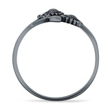 Two Sunflower Leaves Branch Oxidized Ring
