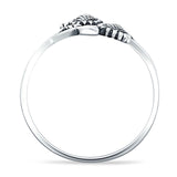 Two Sunflower Leaves Branch Oxidized Ring