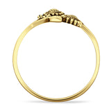 Two Sunflower Leaves Branch Oxidized Ring