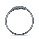 Two Sunflower Smiley O Shaped Oxidized Ring