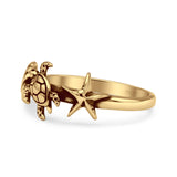 Seashell Turtle & Starfish Ring