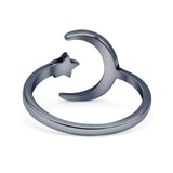  Oxidized Moon Star Ring