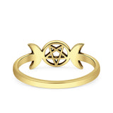  Triple Moon Pentagram Ring