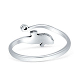 Minimalist 9mm Seahorse Ring Oxidized  925 Sterling Silver