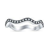 Minimalist 3.8mm Wavy Band Oxidized  925 Sterling Silver
