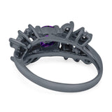 Art Deco Round Natural Stone Floral Ring