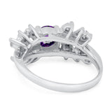 Art Deco Round Natural Stone Floral Ring