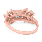 Art Deco Round Natural Stone Floral Ring