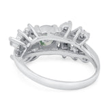 Art Deco Round Natural Stone Floral Ring