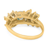 Art Deco Round Natural Stone Floral Ring