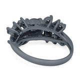 Art Deco Round Natural Stone Floral Ring