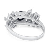 Art Deco Round Natural Stone Floral Ring