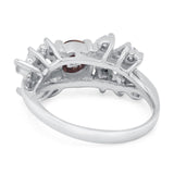 Art Deco Round Natural Stone Floral Ring