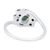 Art Deco Oval Natural Stone Swirl Ring