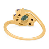 Art Deco Oval Natural Stone Swirl Ring