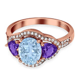Three Stone Oval Natural Stone Trio Ring