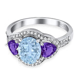 Three Stone Oval Natural Stone Trio Ring