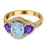 Three Stone Oval Natural Stone Trio Ring