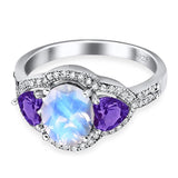 Three Stone Oval Natural Stone Trio Ring