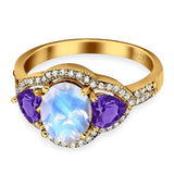 Three Stone Oval Natural Stone Trio Ring
