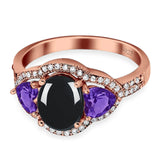 Three Stone Oval Natural Stone Trio Ring