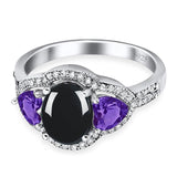 Three Stone Oval Natural Stone Trio Ring