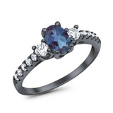 Three Stone Oval Natural Stone Trellis Ring