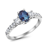 Three Stone Oval Natural Stone Trellis Ring