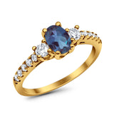 Three Stone Oval Natural Stone Trellis Ring