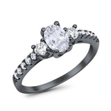 Three Stone Oval Natural Stone Trellis Ring