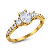 Three Stone Oval Natural Stone Trellis Ring