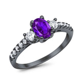 Three Stone Oval Natural Stone Trellis Ring