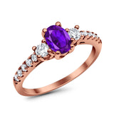 Three Stone Oval Natural Stone Trellis Ring