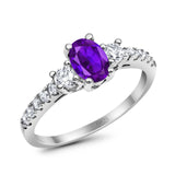 Three Stone Oval Natural Stone Trellis Ring