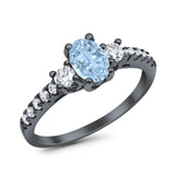 Three Stone Oval Natural Stone Trellis Ring