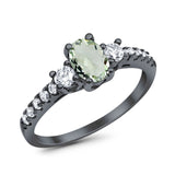 Three Stone Oval Natural Stone Trellis Ring