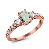 Three Stone Oval Natural Stone Trellis Ring