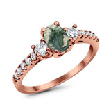 Three Stone Oval Natural Stone Trellis Ring