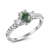 Three Stone Oval Natural Stone Trellis Ring