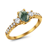 Three Stone Oval Natural Stone Trellis Ring