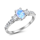 Three Stone Oval Natural Stone Trellis Ring