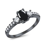 Three Stone Oval Natural Stone Trellis Ring