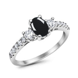 Three Stone Oval Natural Stone Trellis Ring