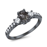 Three Stone Oval Natural Stone Trellis Ring